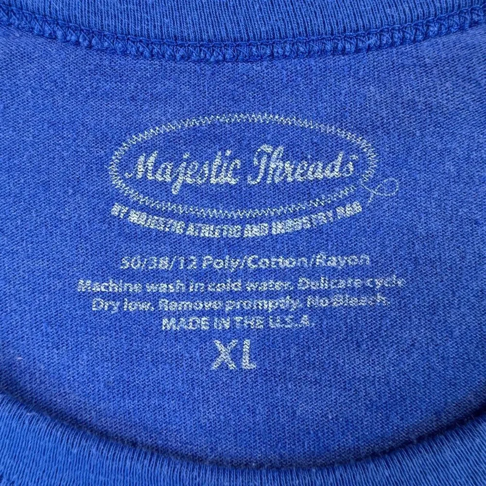 Majestic Threads Chicago Cubs 3/4 Sleeve Raglan Tee Men’s XL Blue Made in USA